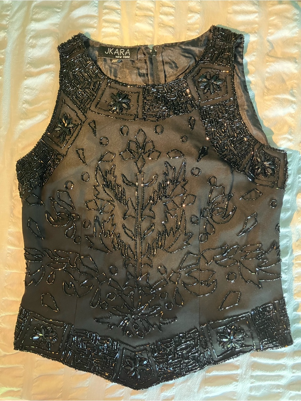 J Kara Black Beaded Embellished Sleeveless Camisole